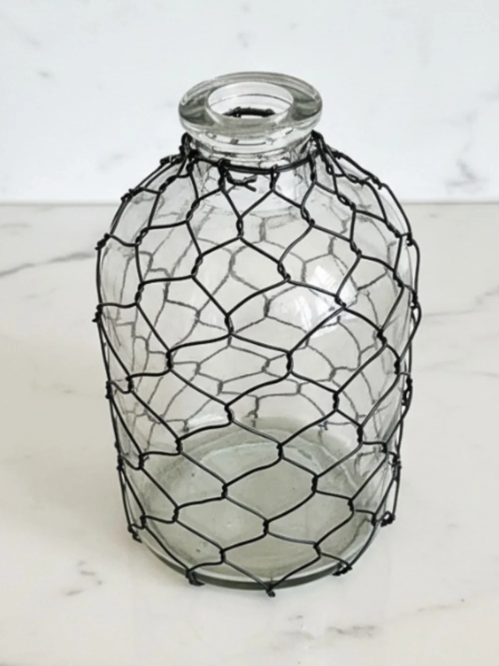 Glass Bottle Vase & Boxwood Floral Stems